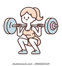 illustration of woman in sportswear doing weight lifting