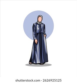 Illustration of a woman standing in a hijab style