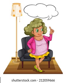 Illustration of a woman standing in a living room