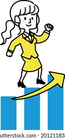 Illustration of a woman stepping up
