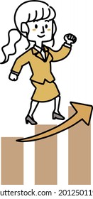 Illustration of a woman stepping up
