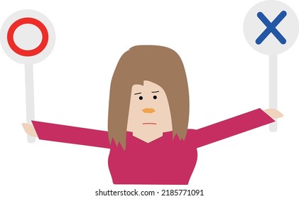 Illustration of a woman with a stick of circles and crosses