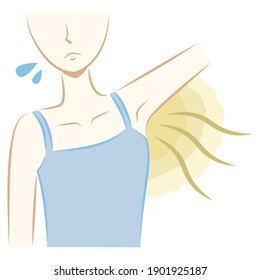 
Illustration of a woman with a stinky armpit