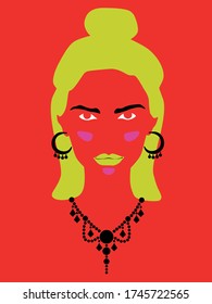 illustration of a woman with a  the style 