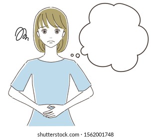 Illustration of a woman suffering from abdominal pain