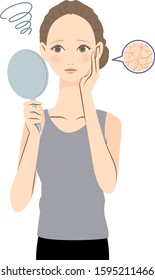 Illustration of a woman suffering from dry skin