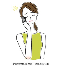 Illustration of a woman suffering from headache