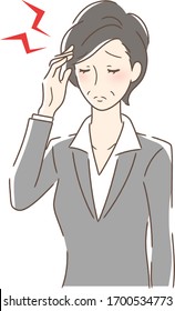 Illustration of a woman suffering from headache