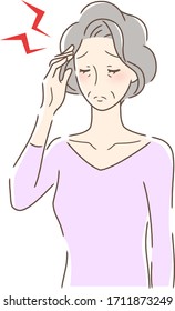 Illustration of a woman suffering from headache