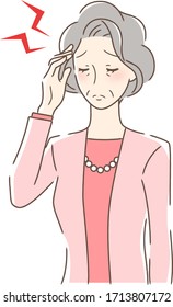 Illustration of a woman suffering from headache