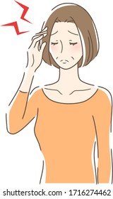 Illustration of a woman suffering from headache