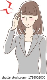 Illustration of a woman suffering from headache