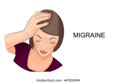 Illustration Of A Woman Suffering From Migraine
