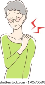 Illustration of a woman suffering from stiff shoulder