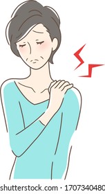 Illustration of a woman suffering from stiff shoulder