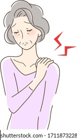 Illustration of a woman suffering from stiff shoulder