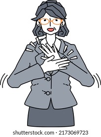 Illustration of a woman in a suit applauding.