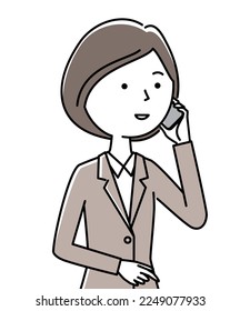 Illustration of a woman in a suit to call.