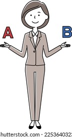 Illustration of a woman in a suit to compare.