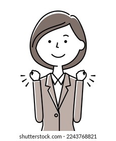 It is an illustration of a woman in a suit doing a fighting pose.
