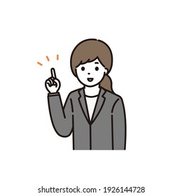 Illustration of a woman in a suit explaining the points with a smile