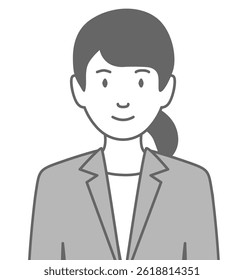 Illustration of a woman in a suit facing front