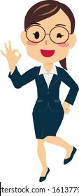 Illustration of a woman in a suit giveing OK sign