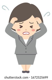 Illustration of a woman in a suit holding her head
