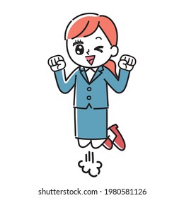 Illustration of a woman in a suit (jump)