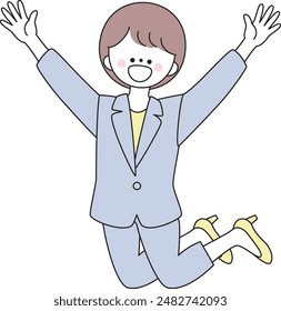 Illustration of a woman in a suit jumping