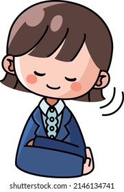 Illustration of a woman in a suit nodding quietly