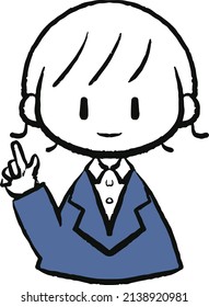 Illustration of a woman in a suit pointing her finger and suggesting something.