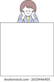 Illustration of a woman in a suit and a square frame 2