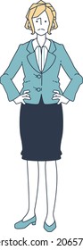 Illustration of a woman in a suit standing