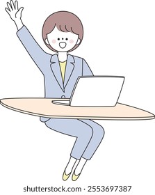 Illustration of a woman in a suit using a computer