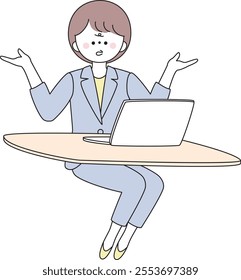 Illustration of a woman in a suit using a computer