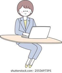 Illustration of a woman in a suit using a computer