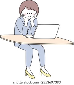 Illustration of a woman in a suit using a computer