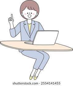 Illustration of a woman in a suit using a computer