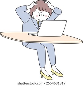 Illustration of a woman in a suit using a computer