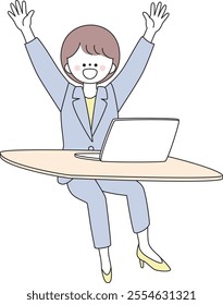 Illustration of a woman in a suit using a computer