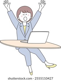 Illustration of a woman in a suit using a computer