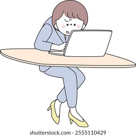 Illustration of a woman in a suit using a computer