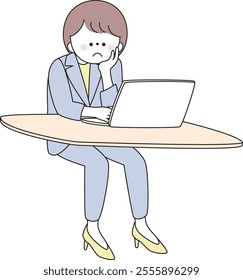 Illustration of a woman in a suit using a computer