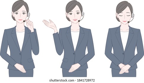 Illustration of a woman in a suit wearing a headset