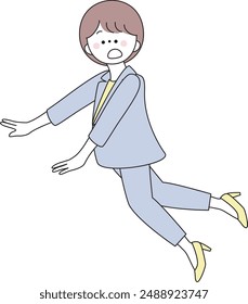 Illustration of a woman in a suit who is about to trip and fall