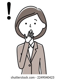 Illustration of a woman in a surprised suit.
