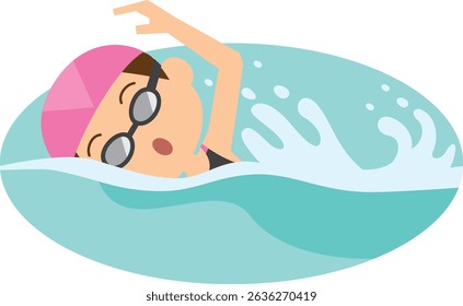 Illustration of a woman swimming in a pool