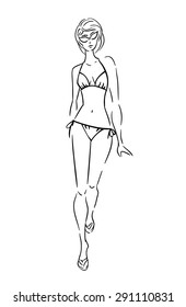 Illustration of woman in swimsuit.