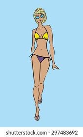 Illustration of woman in swimsuit.